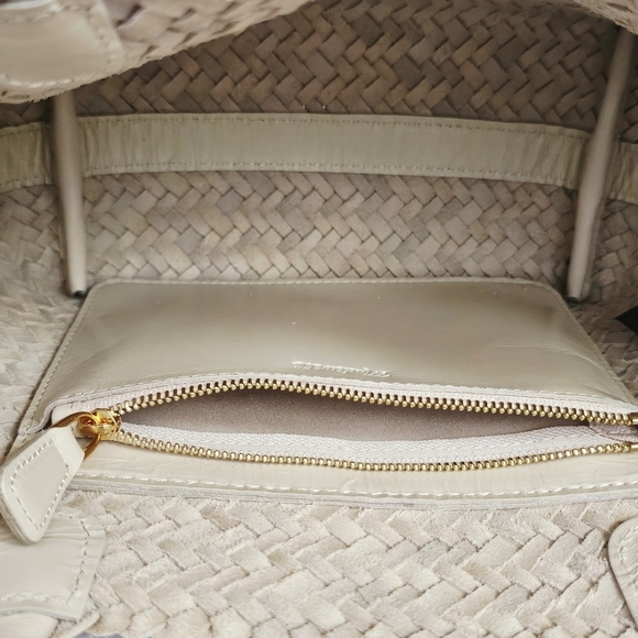 New! Madewell Handwoven Mini Tote Woven Leather Bag in Alabaster - Picture 15 of 16